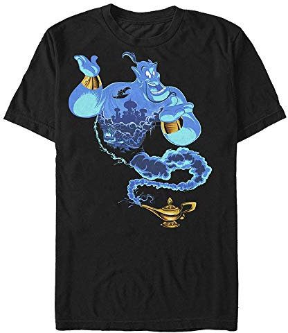 Disney Unisex Aladdin Genie Of The Lamp Organic Short Sleeve T-shirt, Schwarz, L