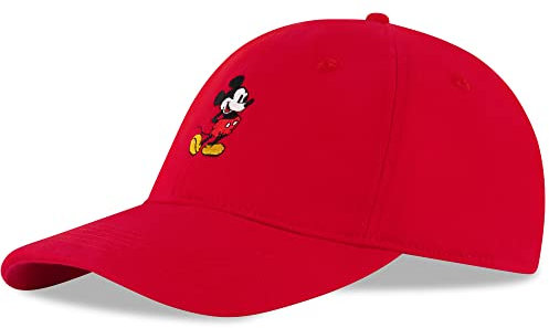 Disney Herren, Micky Maus, verstellbare Mütze für Erwachsene Baseballkappe, rot, L/XL