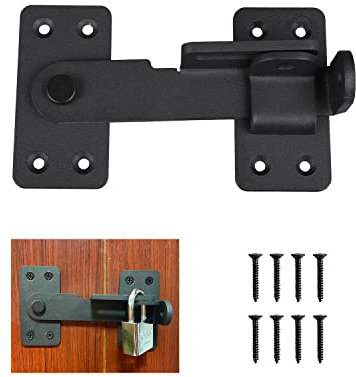 VANROUG Verrou de porte à angle droit 90 degrés de grange coulissante en acier inoxydable, loquet de porte coulissante à rabat, Convient aux portes de clôture en bois et aux portes d'armoires