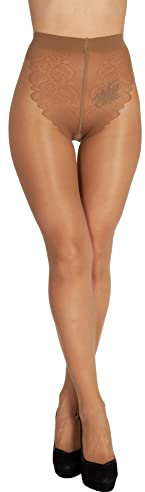 BANANALU 40 Den Spitzen Strumpfhose Bikinihöschenteil Mattoptik Bikini 40 Caramel M