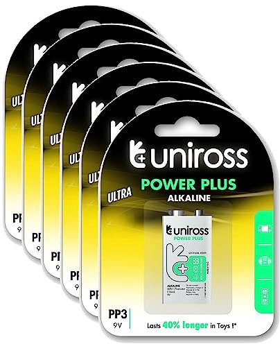 Uniross Pack de 6 Piles Alcaline 6LR61 Power Plus 9V