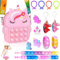 Ainiv 15PCS Fidget Toys Set, Pop Push It Tasche Handtasche, 2 in 1 Fidget Toys Taschen Umhängetasche, Mini Silikon Schlüsselbund Toys, Poppet Bubble Finger Toys Autismus for ADHS Squeeze Toys (Rosa)