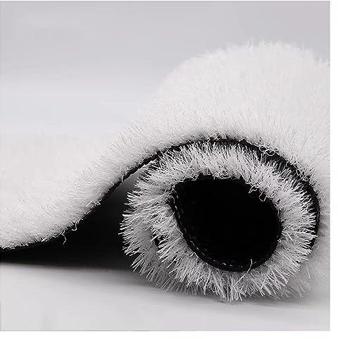 XILYZMO Prato Sintetico, Bianco Artificiale Tappeto D'erba, con Drenaggio Casa Ingresso Tappetino, Alta Densità Non Dissolvenza Prato Rotolo di Pila per Balcone (Colore : White, Taglia : 39.3 x 66.9