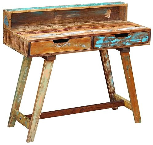 Homgoday Antiker Massivholz-Schreibtisch, Esstisch Küchentisch Gartentisch Außentische