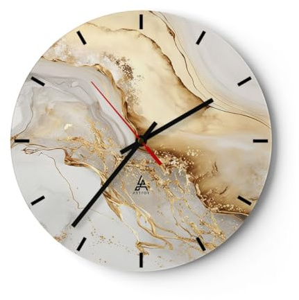 ARTTOR Moderne Glasuhr 40x40cm Rund Wanduhr Abstrakt Pastell - 5730 | Marmor Glanz Elegant Glas Analog Wanduhr Lautlos Wanddekoration Wohnzimmer Büro Küche Wanddeko Küchenuhr Geräuschlos ARTTOR