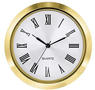 MoreChioce 55mm Quarz-Uhren-Einsatz, Klassischer Eingebauter Uhrenkopf Einbauuhr Einsteck-Uhrwerk mit Ziffern DIY Runde Quarz-Uhrwerk Geräuschlose Nicht Tickende Wanduhr #Gold#mit Batterie