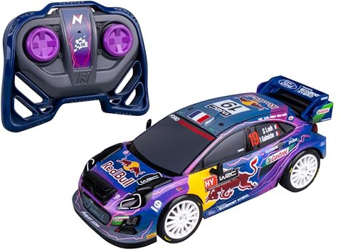 Nikko RC 10391 Night Mode M-Sport Ford Puma Hybrid #19 Loeb, Ferngesteuertes Auto mit LED Scheinwerfern, 25 cm, 2,4 GHz Fernsteuerung, 40 m Reichweite, für Kinder ab 6 Jahren, Blau