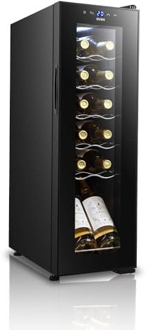 SVAN Vinoteca 12 Botellas Negro SVN1200S. 65W, Display LED táctil, Pantalla Digital Exterior, 7 Rejillas Metálicas, Clase de Eficiencia Enérgetica G