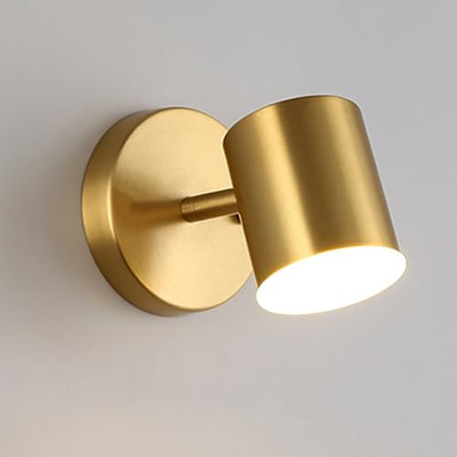 KRUIHAN Appliques Murales LED Dorées Lampe Murale Pivotante 350 Moderne Minimaliste Tri-Couleur Appliques Murales,Luminaire Mural pour Chevet,Salle de Séjour,Salle de Bains,Chambre,Cuisine (A Type)