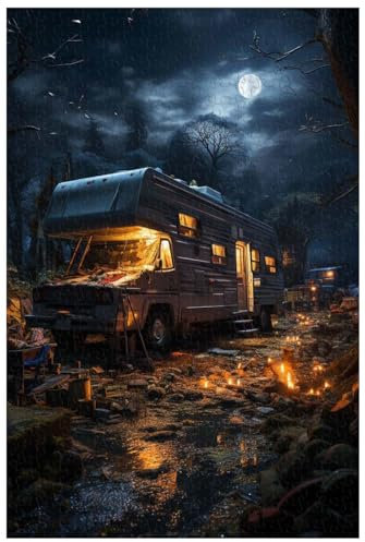 1000 piece wooden jigsaw puzzles, for adult, Campervan under the night sky (A ; 1000)