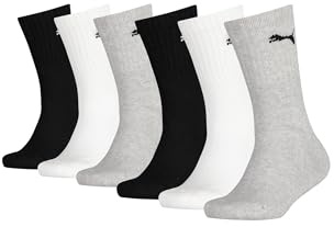 PUMA JUNIOR CREW Kinder Tennis Socken für Mädchen und Jungen 6er Pack