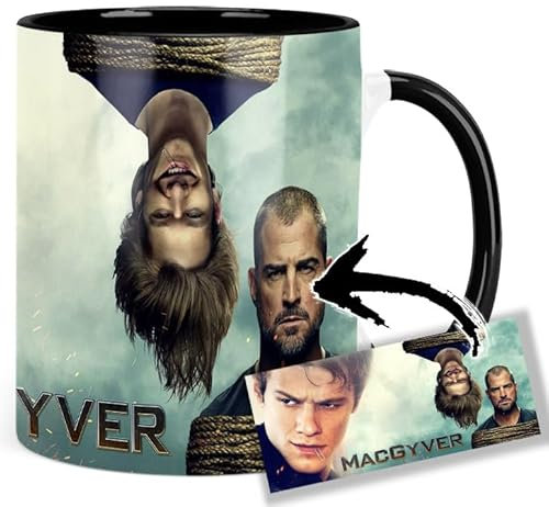 MacGyver Lucas Till George Eads B Tasse Innen & Henkel Schwarz Keramikbecher Mug