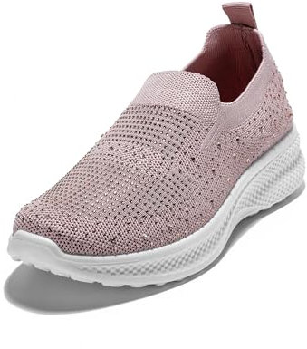 JOMIX Scarpe Donna Senza Lacci Eleganti Sneakers Casual Sportive Comode da Ginnastica Scarpe Traspirante Leggere da Camminata Fitness Palestra SD9135 Rosa 39