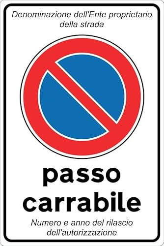 GLOBAL CARTELLO IN LAMIERA SCATOLATA RETTANGOLO 60X40 cm - PASSO CARRABILE PERSONALIZZAZIONE - SEGNALE CATARIFRAGENTE (Classe 1)