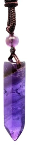 LEEQ Amethyst Kristalle Kette - Sechseckiger Kristall Anhänger Kette Polierte Edelsteine Einstellbare Schwarzes Lederseil Reiki Heilung Steine Halskette Damen Herren Schmuck