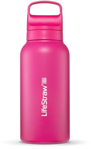 LifeStraw Go Series Bouteille isotherme en acier inoxydable pour voyage et usage quotidien, 1 l, rose orchidée