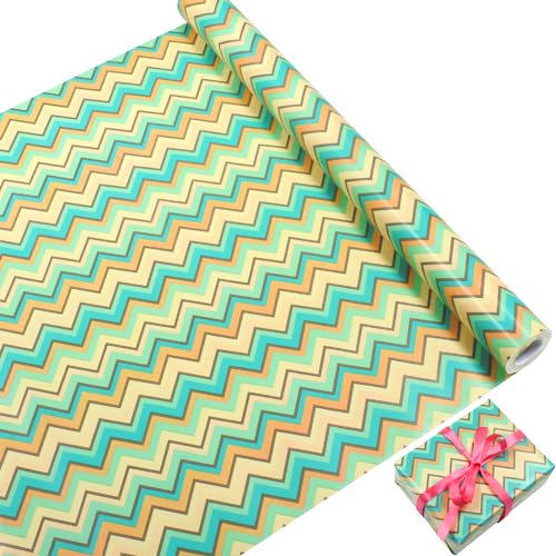 Geschenkpapier für Geschenkpapierrolle – Geschenkpapier zum Geburtstag, 43 cm x 12 m (gestreiftes Modell)