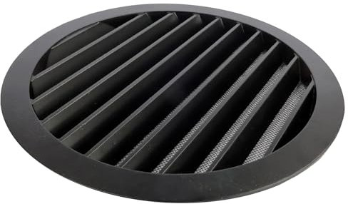Rejilla de Ventilación Exterior de Aluminio para Extractor de baño, Cocina, Garaje, Pared | Rejilla Redonda con mosquitera metálica, Color Resistente a Rayos UV (Negro, 250mm)