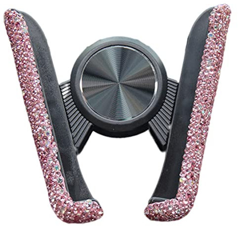 Baobiutin Bling Wireless Car Charger Phone Holder 360° Adjustable Pink Air Vent Crystal Phone Mount Universal Car Accessories for Women Cradles
