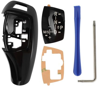 TUCKBOLD Schaltknaufknopfabdeckung für BMW 1'F20 F21/2'F22 F23/3'F30 Sport Version Wasserdichtes Mittelkonsolenknopf-Zierstück Aufkleber Schwarz Selbstklebend 1 Set