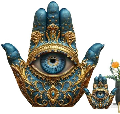 Evil Eye Hand Home Decor, Evil Eye Hand | Skulptur Palme Deko | Böser Blick Hände, dekorative Skulptur, Heimdekoration, Statue, Figur, Ornament für Bücherregal, Schreibtisch, Kaminsi