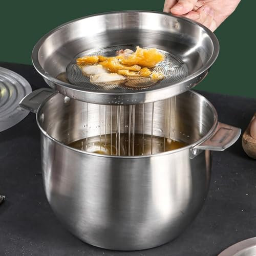 Filtre à huile en acier inoxydable pour soupe - Avec filtre à graisse - Pour stocker l'huile de friture et la graisse de cuisson (3,8 l)
