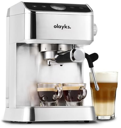 Olayks - 20 bar espresso coffee machine, stainless steel brush with milk frother, 1400W espresso coffee machine with 1.8L removable water tank for coffee with