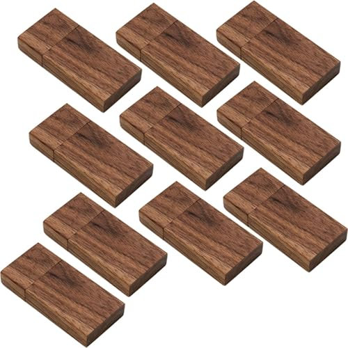 8GB USB Stick Holz 10 Stück JBOS Hölzern Flash Speicherstick USB2.0 Schnellen Geschwindigkeit USB Flash Drive Wood USB-Flash-Laufwerk als Geschäftsgeschenk oder Geschenk für Freunde, Walnußholz