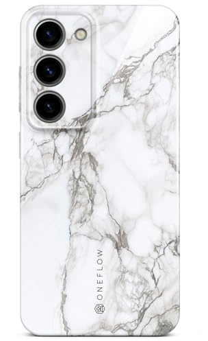 ONEFLOW Bliss Cover für Samsung Galaxy S23 Hülle in Marmor Optik, Designer Case Handy Schutzhülle mit Kameraschutz, Muster Hardcase Glitzer Handyhülle marmoriert, Weiß Grau