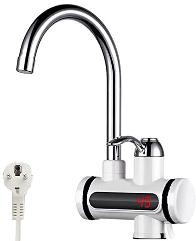 Grifo de agua caliente instantáneo de 220 V 3000 W, calentador de agua eléctrico, grifo de agua caliente rápido con pantalla digital LED, cocina, baño, acero inoxidable, grifo de agua caliente