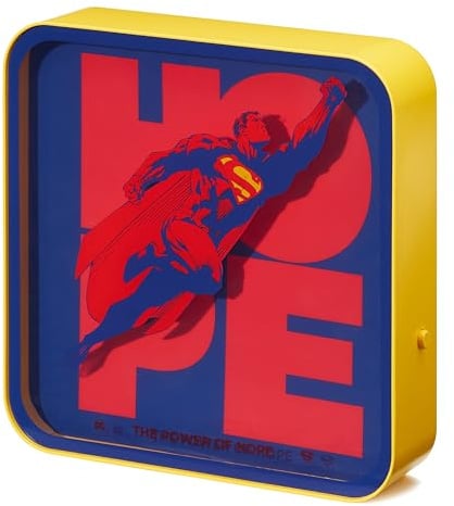 Numskull Official Superman 2025 Acrylic Logo Desk Lamp Wall Light for Bedroom, Office, Home, Study, Work - Official DC Comics Merchandise