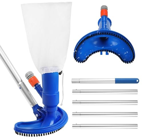 Ertisa Aspirador de Piscina, Aspiradora de Fondo de Piscina Portátil con 180cm mástil, Aspirador de Piscina Manual Pequeña con cepillo y bolsa de malla para Bañera de Hidromasaje de Fuente SPA Piscina