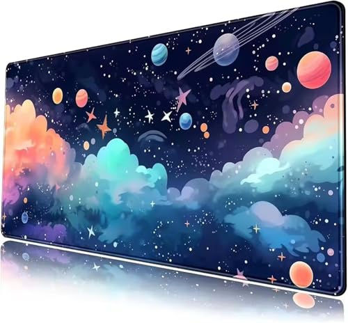 Tapis de Souris Gaming Univers Cloud,Grand Tapis de Souris 700x400x3mm,Gamer Mouse Pad avec Coutures sur Les Bords,Tapis Bureau Antidérapant pour Gamer,Ordinateur,PC
