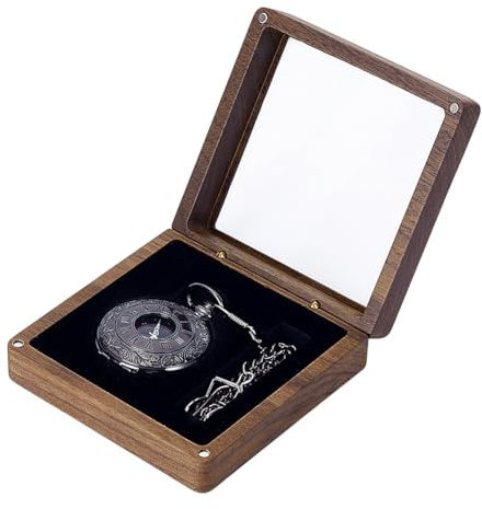 PH PandaHall 4x4 Zoll Walnussholz Uhrenbox Mit Transparentem Deckel Taschenuhr Displaybox Organizer Etui Geschenketuis Für Den Vatertag Home Store Innendurchmesser: 66x48mm