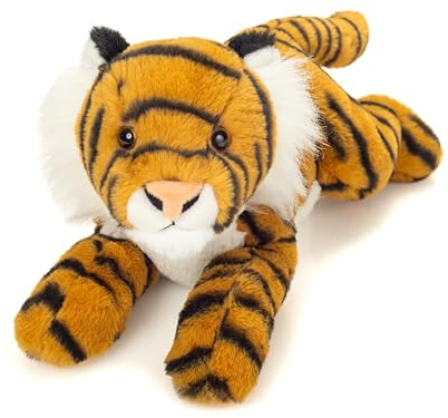 Teddy Hermann 90483 Tiger liegend 33 cm, Kuscheltier | Besonders flauschiger Premium-Plüsch, mit viel Liebe zum Detail, ab 18 Monaten, waschbar, Füllung mit recyceltem Polyester