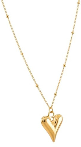 Sanixa Karma NH10439991 Halskette Damen Herz Gold 40 cm Kette Edelstahl Herzkette für Frauen modern Damenhalskette Edelstahlhalskette Geschenk für sie wasserfest hypoallergen