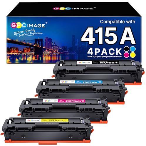 GPC IMAGE 415A M479fdw Toner Kompatible für HP 415A 415X W2030X W2030A für HP Color LaserJet Pro MFP M479fdw M479fnw M479fdn M479dw M479 M454dw M454dn M454 M455dn (Schwarz Cyan Gelb Magenta, 4er-Pack)