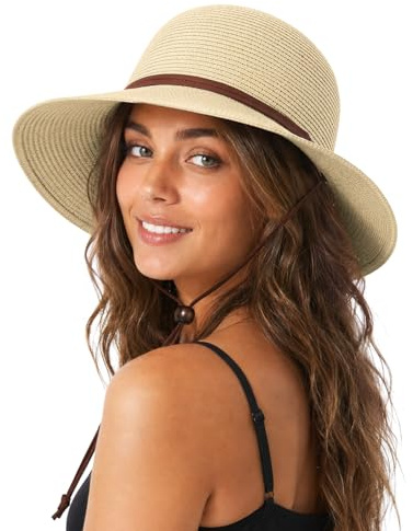 Zylioo Sonnenhut Damen XL/XXL Strohhut UV Schutz Hut für Großen Kopf Sommerhut UPF50+ Strandhut Strandmütze mit Breiter Krempe