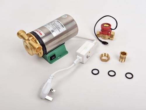 90W Shower Pump - 240V Water Pressure Booster Pump - Inline Electric Water Pumps for Mains Tap Shower Garden Hose Irrigation - Hot & Cold - Automatic High Pressure 1 Bar - Stainless Steel