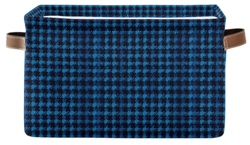 storage baskets Houndstooth Dark Blue Black foldable and waterproof storage bin with sturdy handle tubs Decorativas set of 2 for gadget orangizer