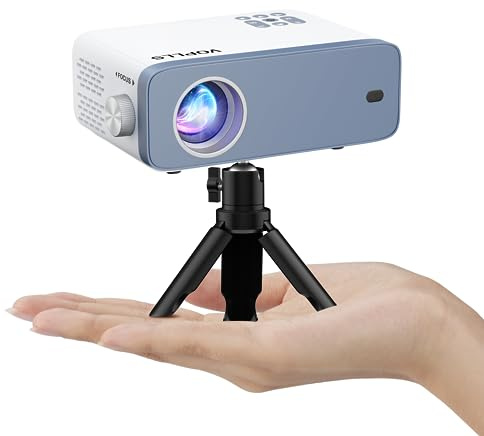 Mini Beamer, VOPLLS 19000L Full HD 1080P Unterstützt, Tragbar Video Projector mit 50% Zoom, Heimkino Beamer für Handy Phone, Tablet/Laptop/TV-Box/PC(Strahlendes Weiß)