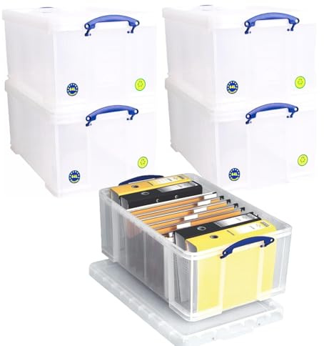 Really Useful Plastic Storage Box 64 Litre CLEAR Pack of 5