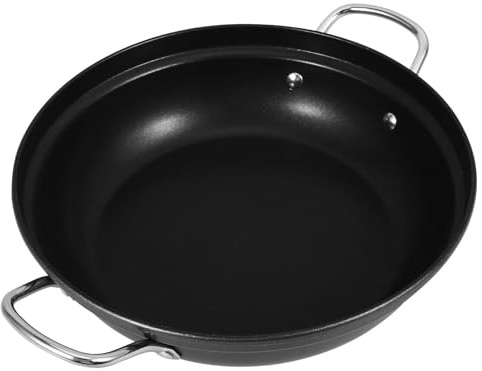 Beaupretty Pentola Wok in Ferro Nero con Manico, Grande Capacità e Superficie Lucidata Facile da Pulire, per Cucina Casalinga e Ristoranti