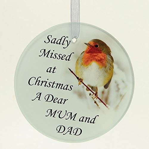 Angraves Mum & Dad Christmas Robin Memorial Tree Hanging Decoration Gift Plaque MomentoTribute Ornament
