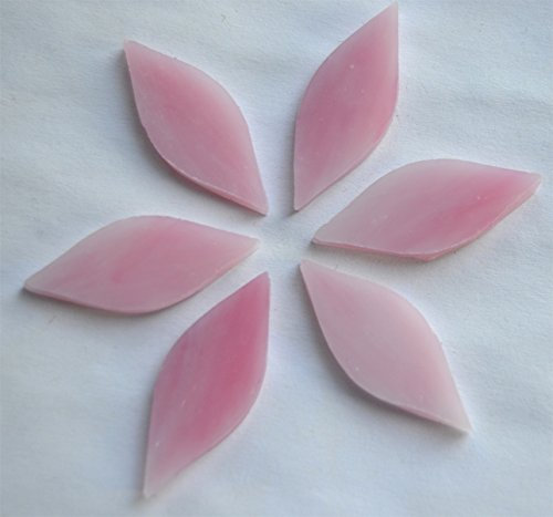 6 St. Tiffany Glas Blattform rosa a 4x1,5cm, ca. 12g. für Blüten, Blumen