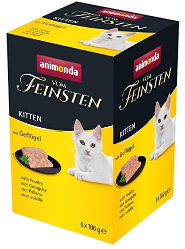 animonda vom Feinsten Kitten Katzenfutter nass mit Geflügel (6 x 100 g), Kitten getreidefreies Katzen Nassfutter ohne Zucker, mit frischen fleischigen Zutaten