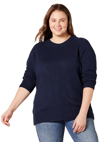 Amazon Essentials Women's Regular-Fit Soft Touch Long-Sleeve Crewneck Jumper, Navy, S