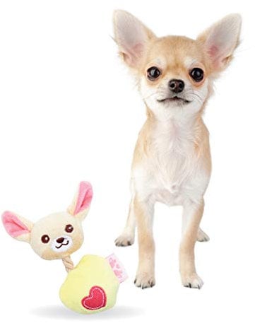 Pet London Chihuahua Character Tiny Dog Toy - Teacup Breed Plush Squeaky Dog Toy For Long & Short Hair Chihuahua Puppy & Adults (Lola (Yellow))