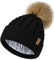 FURTALK Bommelmütze warme Strickmütze Damen Mütze mit Kunstpelz Bommel Wintermütze