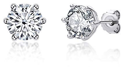 AINUOSHI 925 Sterling Silber Zirkon Ohrringe, 6 Pfoten Rundschnitt Ohrstecker 8mm Damen Schmuck Für Sie Frauen Mama